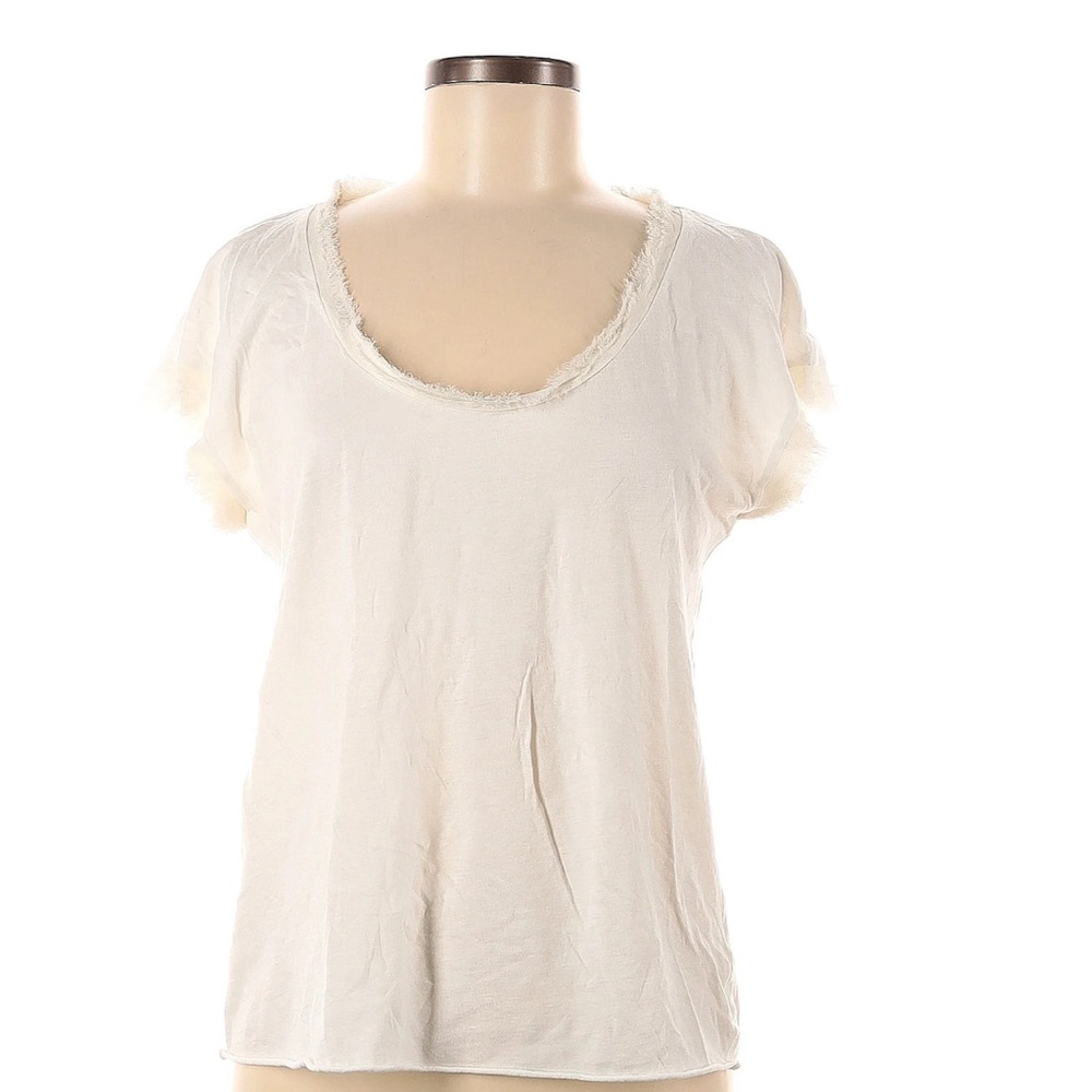 J CREW 100% Off White Cotton T with Tissue rounded neckline and sleeves.